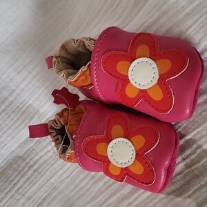 Soft Sole Leather Suede Baby Shoes Please Mum Pink Floral size 4